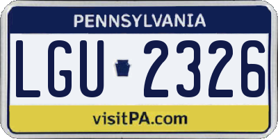 PA license plate LGU2326
