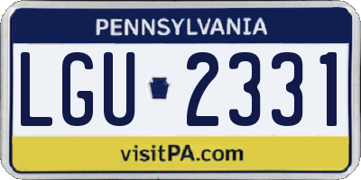 PA license plate LGU2331