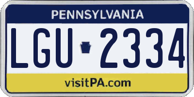 PA license plate LGU2334