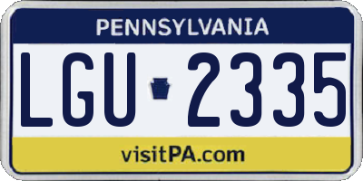 PA license plate LGU2335