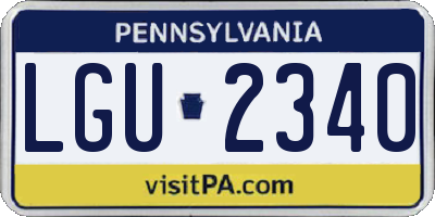 PA license plate LGU2340