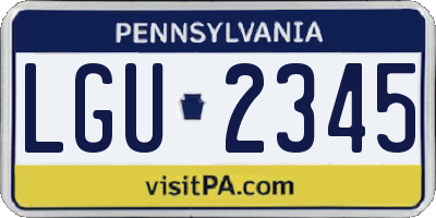 PA license plate LGU2345