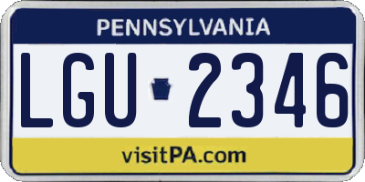 PA license plate LGU2346