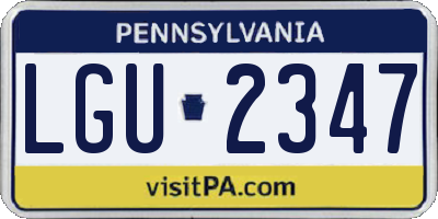 PA license plate LGU2347