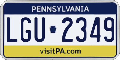 PA license plate LGU2349