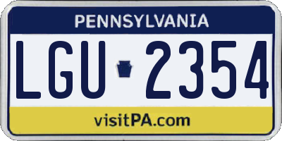 PA license plate LGU2354
