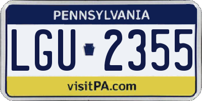 PA license plate LGU2355