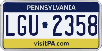 PA license plate LGU2358