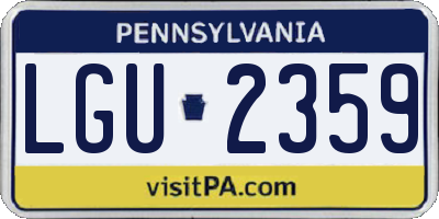 PA license plate LGU2359
