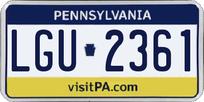 PA license plate LGU2361