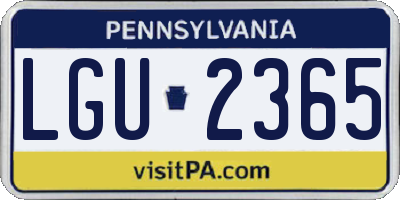 PA license plate LGU2365