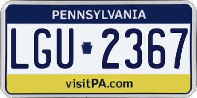 PA license plate LGU2367