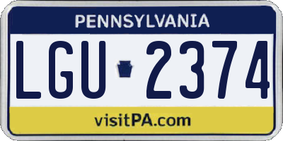 PA license plate LGU2374