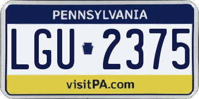 PA license plate LGU2375