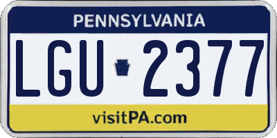 PA license plate LGU2377