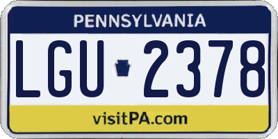 PA license plate LGU2378