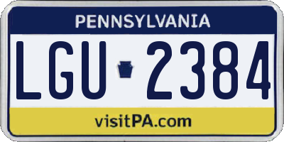 PA license plate LGU2384