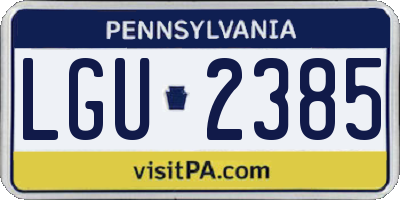 PA license plate LGU2385