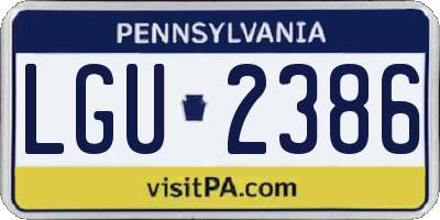 PA license plate LGU2386