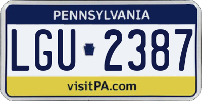 PA license plate LGU2387