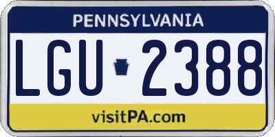PA license plate LGU2388