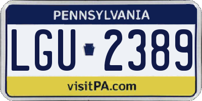 PA license plate LGU2389