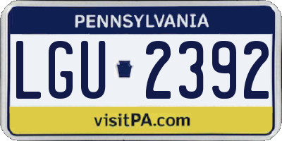 PA license plate LGU2392
