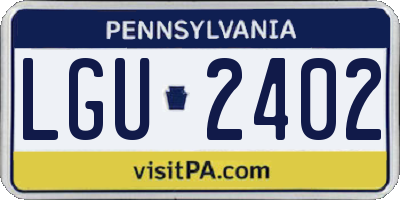 PA license plate LGU2402