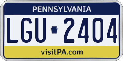 PA license plate LGU2404