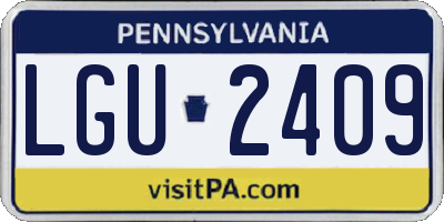 PA license plate LGU2409
