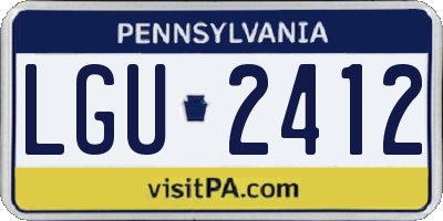 PA license plate LGU2412