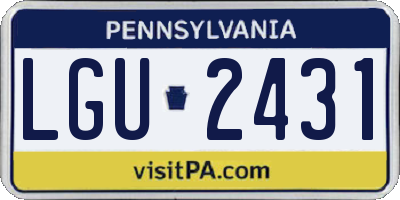 PA license plate LGU2431