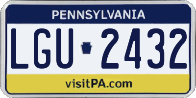 PA license plate LGU2432