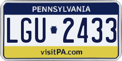 PA license plate LGU2433