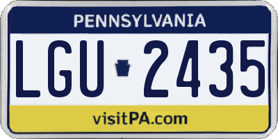 PA license plate LGU2435