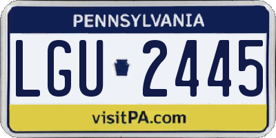 PA license plate LGU2445