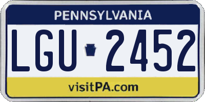 PA license plate LGU2452