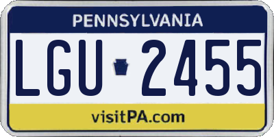 PA license plate LGU2455