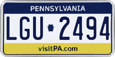PA license plate LGU2494