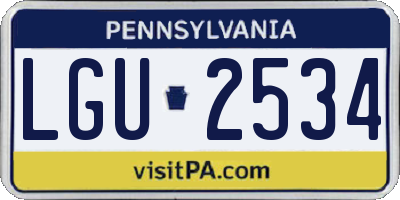 PA license plate LGU2534
