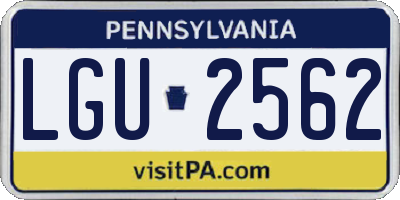 PA license plate LGU2562