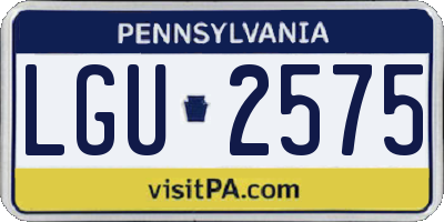 PA license plate LGU2575