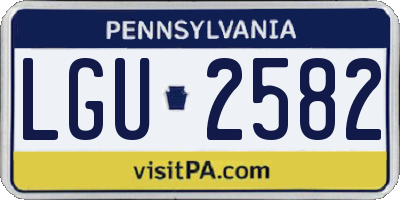 PA license plate LGU2582