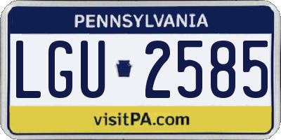 PA license plate LGU2585