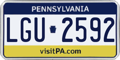 PA license plate LGU2592