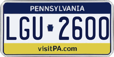 PA license plate LGU2600