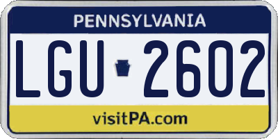 PA license plate LGU2602