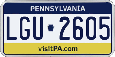 PA license plate LGU2605