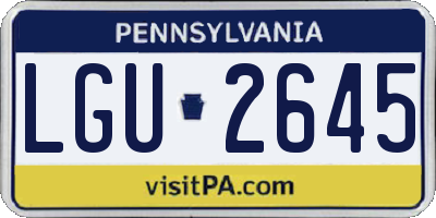 PA license plate LGU2645