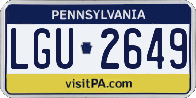 PA license plate LGU2649